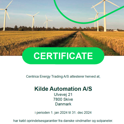 Bæredygtig energi certificate